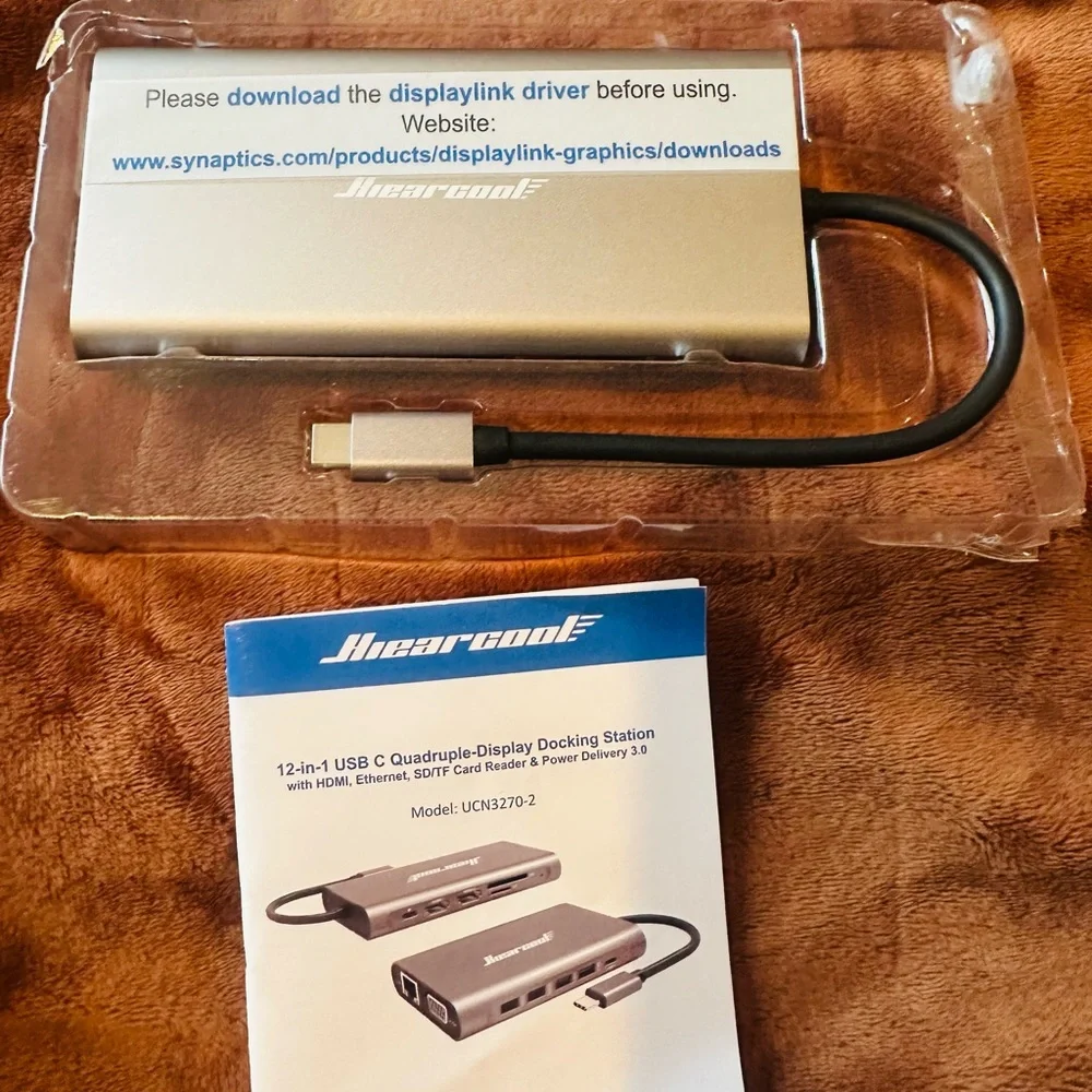 Hiearcool Docking Station for laptop, Quadruple Display USB C 12 in 1 New